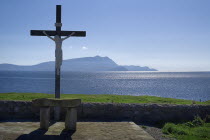 IRELAND, County Mayo, Mullet Peninsula, View from Blacksod Point, most southerly point on the peninsula with Achill Island in the background. 