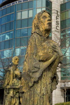 IRELAND, County Dublin, Dublin City, Famine Memorial  The sculpture is dedicated to a million Irish people forced to emigrate during the 19th century Irish Famine, bronze sculptures were designed and...