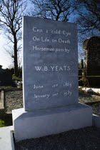 IRELAND, County Sligo, Drumcliffe, Grave of the poet W.B.Yeats. 