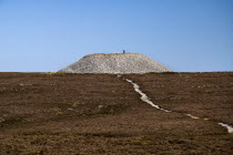 IRELAND, County Sligo, Knocknarea Mountain, Queens Maeves Cairn on summit of the mountain.   