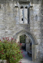 IRELAND, County Kerry, Killarney, Muckross Abbey  Founded in 1448 as a Franciscan Friary  Gothic style doorway. 