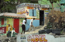 HAITI, Isla de la Laganave, Slum area, shop selling lottery tickets.