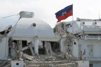 Haiti, Isla de Laganave, Government Building damaged by earthquake.