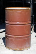 Industry, Oil, Storage, 500 litre oil drum in workshop.