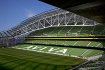 Ireland, County Dublin, Dublin City, Ballsbridge, Lansdowne Road, Aviva 50000 capacity all seater Football Stadium designed by Populus and Scott Tallon Walker. A concrete and steel structure with poly...