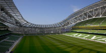 Ireland, County Dublin, Dublin City, Ballsbridge, Lansdowne Road, Aviva 50000 capacity all seater Football Stadium designed by Populus and Scott Tallon Walker which dips down at the north end as to no...