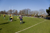 England, West Sussex, Shoreham-by-Sea, Rugby Teams playing on Victoria Park playing fields.