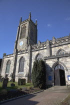 England, West Sussex, East Grinstead, exterior of the Norman Church of St Swithun.