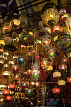 Turkey, Istanbul, Interior lights for sale in the Grand Bazaar.
