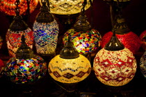 Turkey, Istanbul, Interior lights for sale in the Grand Bazaar.