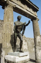 Italy, Campania, Pompeii, Statue of Apollo, Temple of Apollo, Pompeii archaeological site near Naples.
