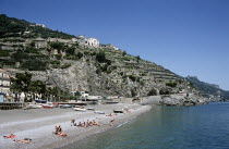 Italy, Campania, Minori, Beach on the Amalfi Coast.