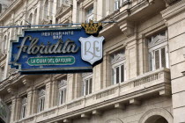 Cuba, Havana, Habana Vieja, Floridita sign on classic Art Deco building at Obispo 557.