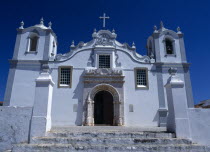 Portugal, Algarve, Estomber, Exterior of typical Portuguese church.