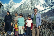 Albania, Alps, Rrogam, Albanian family in Rrogam village.