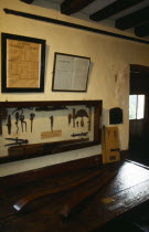 France, Ile de France, Coupvray, The workshop workbench and tools of the father of Louis Braille in the house where they lived in the village commune.