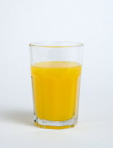 Drinks, Cold, Fruit, Glass of fresh orange juice against a white background.