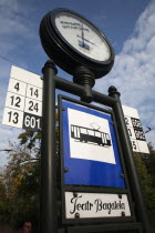 Poland, Krakow, tram stop sign.