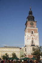 Poland, Krakow, Old Town Hall in the Rynek Glowny market square.