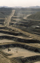 Namibia, Namib Desert, Rossing Uranium open cast mine in the Namib Desert, Vast expanse of terraced landscape and dry, arid conditions.