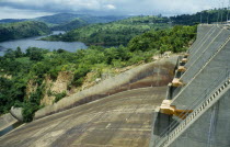 Ghana, Akosombo Dam, View south across the Akosombo Dam.