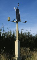 Environment, Solar, Powered weather monitoring station at roadside.