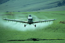 Kenya, plane spraying crops.