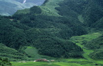 China, Sichuan, Gongxian County, Landscape with reforestation project area.