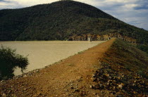 Botswana, Nywane Dam, Dam wall and high water level.