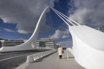 Ireland, County Dublin, Dublin City, Samuel Beckett Bridge over the River Liffey, designed by Santiago Calatrava and opened on 10th December 2009.
