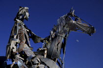 Ireland, County Roscommon, Boyle, The Chieftain sculpture.