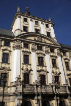 Poland, Wroclaw, University building ornate facade.