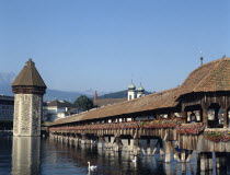 Switzerland, Lucerne, Chapel Bridge.