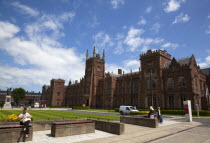 Ireland, Northern, Belfast, Queens Quarter, Queens University main building, designed by architect Charles Lanyon.