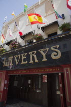 Ireland, North, Belfast, Bradbury Place, Laverys Bar entrance.