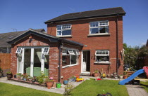 Architecture, Housing, Detached Houses, Modern development in former green field site with day room extension.