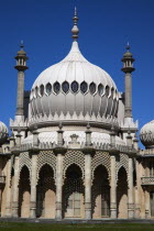 England, East Sussex, Brighton, The Royal Pavilion, 19th century retreat for the then Prince Regent, Designed by John Nash in a Indo Sarascenic style.