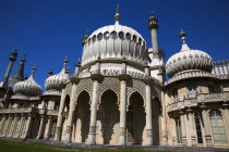 England, East Sussex, Brighton, The Royal Pavilion, 19th century retreat for the then Prince Regent, Designed by John Nash in a Indo Sarascenic style.