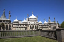 England, East Sussex, Brighton, The Royal Pavilion, 19th century retreat for the then Prince Regent, Designed by John Nash in a Indo Sarascenic style.