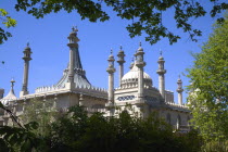 England, East Sussex, Brighton, The Royal Pavilion, 19th century retreat for the then Prince Regent, Designed by John Nash in a Indo Sarascenic style.