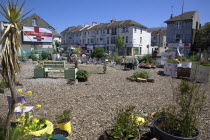 England, East Sussex, Brighton, Lewes Road, former petrol station converted into urban park by local residents.
