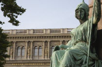 Hungary, Pest County, Budapest, Empire era bronze statue outside the Hungarian Academy of Sciences.