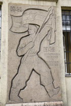 Hungary, Pest County, Budapest, 1848 Revolution memorial depicting soldier holding flag and rifle aloft. The national insurrection against the Habsburgs began in the Hungarian capital in 1848 and was...