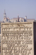 Hungary, Pest County, Budapest, Kossuth Bridge WWII Memorial. The Kossuth Bridge or Kossuth hid was a bridge over the River Danube in Budapest  from 1945 to 1960, errected after the Soviet Red Army to...