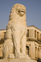 Greece, Northern Aegean, Samos Island, Vathy, Lion statue in Pythagoras Square set up in 1930 to mark the centenary of the uprising against the Ottoman Turkish overlords.
