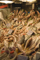 Greece, Attica, Athens, Fresh fish stall in the central market.