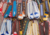 Greece, Attica, Athens, Traditional footwear on sale in the Plaka district, lying just beneath the Acropolis.