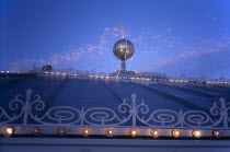 England, East Sussex, Brighton, Pier, detail of mirrorball on rooftop of the amusements.
