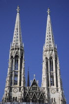 Austria, Vienna, Alsergrund, Ringstrasse, Votifkirche neo-gothic Votive Church exterior.