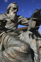 Albania, Berat, Statue of Onufri, painter of Icons in the Citadel museum.